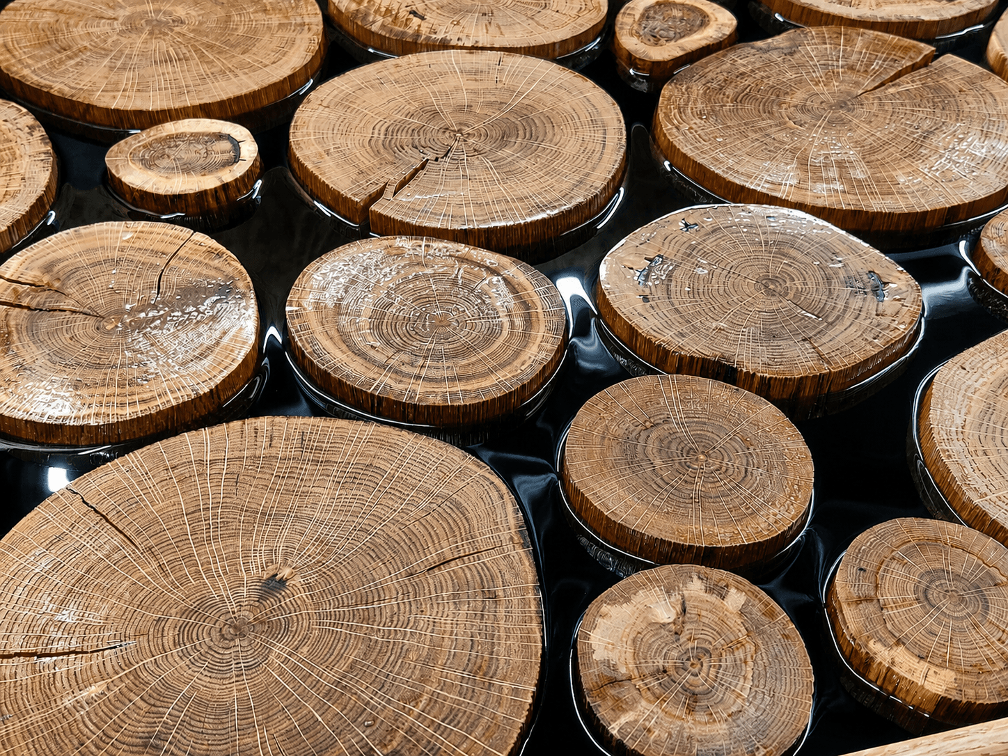 OAK RINGS CONSOLE — dębowa toaletka z blatem z żywicy